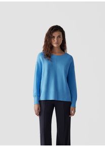Lecomte Damen Strickpullover "Lecomte Pullover mit Rundhalsausschnitt und Ziernaht", blau, feminin, Gr. 42, unifarben, 50%Viskose 27%Polyester