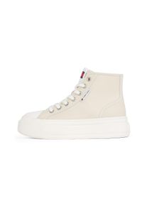 Tommy Jeans Damen Plateausneaker "TJW FOXING FLATFORM SNEAKER HIGH", Gr. 41, beige, Textil, sportlich, Schuhe, Freizeitschuh, Schnürboots, High