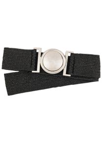 Bernd Götz BERND GÖTZ Damen Stretchgürtel, schwarz, feminin,klassisch,modisch, Gr. 70, unifarben, Materialmix, Gürtel, mit runder Designschließe