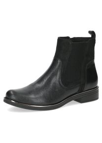 Caprice Damen Chelseaboots, Gr. 38,5, schwarz, Leder, Elastischer Einsatz, klassisch, Schuhe, Blockabsatz, Boots, Stiefelette mit praktischem