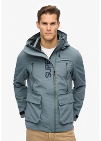 Superdry Herren Outdoorjacke "HOOD ULTIMATE EMB WINDBREAKER", blau, modisch, Gr. L, unifarben mit Farbeinsatz, Web, Obermaterial: 100% Polyester,