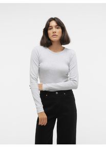 Véro Moda VERO MODA Damen Langarmshirt "VMCHLOE LS SHORT TOP JRS NOOS", grau, modisch, Gr. M, unifarben, Feinripp, Obermaterial: 95% Baumwolle, 5% Elasthan,