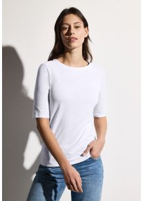 Cecil Damen T-Shirt, weiß, Basic, Gr. XXL, unifarben, Web, 95% Baumwolle, 5% Elasthan, Shirts, mit U-Boot-Ausschnitt