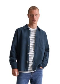 Marc O'Polo Herren Langarmhemd, blau, casual, Gr. XXL, MARC O'POLO DENIM, Web, Obermaterial: 53% Leinen, 47% Baumwolle, Hemden, relaxed, Leinenmischung