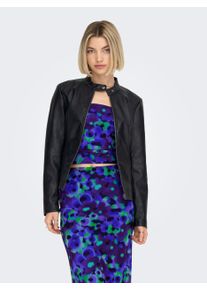 Jacqueline de Yong JDY Damen Lederimitatjacke "JDYEMILY FAUX LEATHER JACKET OTW NOOS", schwarz, modisch, Gr. 34, unifarben, Web, Obermaterial: 100% Polyester.