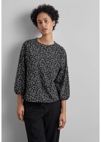 Street One Damen Print-Shirt, schwarz, casual, Gr. 38, bedruckt, Stoff, 63% Polyester, 34% Viskose, 3% Elasthan, Shirts, mit Rundhalsausschnitt