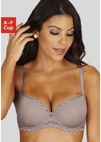 Lascana Damen Schalen-BH "Evita", Gr. 70, beige, Microtouch, Spitze, Obermaterial: 90% Polyamid, 10% Elasthan, feminin, BHs, mit feiner Spitzenborte,