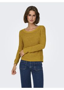 Only Damen Strickpullover "ONLGEENA XO L/S PULLOVER KNT NOOS", gold, modisch, Gr. S, unifarben, Strick, Obermaterial: 65% Polyacryl, 35% Polyamid,