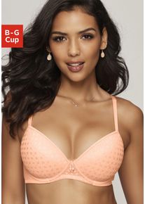 Lascana Damen Schalen-BH, Gr. 80, orange, Spitze, Obermaterial: 86% Polyamid, 14% Elasthan, klassisch, BHs, mit Spitze über nahtlosen Cups, auf