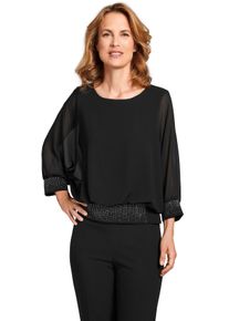 select! By Hermann Lange Damen Blusenshirt, schwarz, elegant, Gr. 42, SELECT BY HERMANN LANGE, unifarben, Web, Obermaterial: 100% Polyester, Shirts, mit Strass-Applikationen