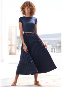 Lascana Damen Midikleid, blau, modisch, Gr. 38, unifarben, Obermaterial: 100% Polyester. Obermaterial 2: 100% Polyester, Kleider, mit