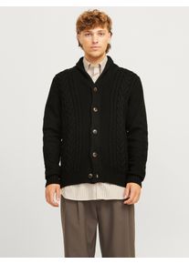 Jack & Jones JACK & JONES Herren Strickjacke "JJCRAIG KNIT SHAWL NECK AW24", schwarz, modisch, Gr. S, unifarben, Strick, Obermaterial: 82% Polyacryl, 18%