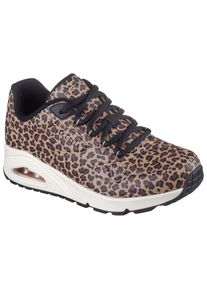 Skechers Damen Sneaker "UNO-KAT-NEATO", Gr. 39, braun, Lederimitat, animal-print, sportlich, Schuhe, Leo Sneaker, Schnürschuh mit Air-Cooled Memory