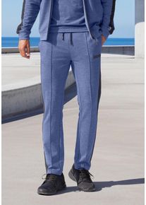Herren Jogginghose, blau, sportlich, Gr. XXL, AUTHENTIC LE JOGGER, unifarben mit Farbeinsatz, meliert, Obermaterial: 75% Polyester, 20% Viskose, 5%