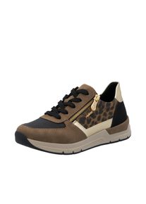 Rieker Damen Sneaker, Gr. 36, braun, Lederimitat, Textil, sportlich, Schuhe, Freizeitschuh, Schnürschuh, Halbschuh mit modischen Akzenten