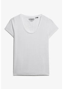 Superdry Damen T-Shirt "STUDIOS SCOOP NECK TEE"optic, casual, Gr. S, unifarben, Single Jersey, Obermaterial: 100% Seide, Shirts