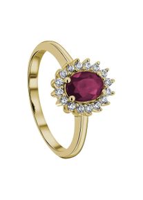 ONE ELEMENT Damen Diamantring "0,25 ct Diamant Brillant Rubin Ring aus 585 Gelbgold", 57,mit Diamant, Gelbgold 585-Diamanten, gold, Gelbgold 585,