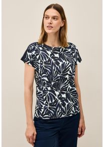 Cecil Damen Print-Shirturban dunkelblau, casual, Gr. XXL, bedruckt, Web, Stoff, 50% Baumwolle, 50% Modal, Shirts, mit Rundhalsausschnitt