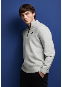 Street One MEN Herren Stehkragenpullover, grau, casual, Gr. XXXL, unifarben, Stoff, 37% Polyacryl, 28% Polyester, 25% Wolle, 10% Lyocell, Pullover,