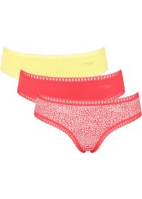Sloggi Damen Slip "GO Crush Hipster C3P", Gr. XXL, bunt, Single Jersey, Obermaterial: 95% Baumwolle, 5% Elasthan, Unterhosen, mit Spitzendetails