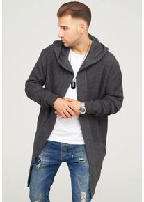 behype Herren Strickjacke "JAROMIR", grau, casual, Gr. S, unifarben, 100% Polyacryl, Strickjacken, mit kuscheliger Kapuze