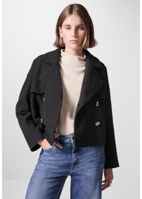 Damen Kurzjacke, schwarz, casual, Gr. 44, STREET ONE STUDIO, unifarben, Stoff, 90% Polyester, 10% Viskose, Jacken, mit Knopfleiste