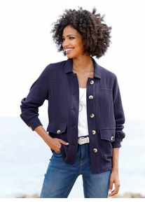 Heine Damen Blusenjacke, blau, Gr. 40, 100% Baumwolle, Jacken