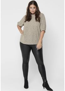 Only CARMAKOMA Damen Lederimitathose "NOS CARROOL", schwarz, casual, Gr. L, beschichtet, Web, Obermaterial: 92% Polyester, 8% Elasthan. Beschichtung: