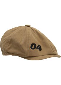 Chillouts Damen Schiebermütze "Dartford Hat", beige, casual, Gr. L, unifarben, Baumwolle, Mützen, mit Zahlenstickerei-Detail