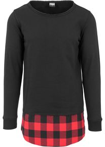 Urban Classics Herren Rundhalspullover "Urban Classics Herren Long Flanell Bottom Open Edge Crewneck", rot, casual, Gr. S, 100% Baumwolle, Pullover