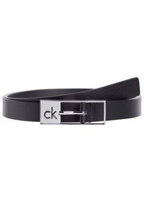 Calvin Klein Damen Ledergürtel "CK CUT SQUARE BUCKLE 2.0_CAVIAR", schwarz, casual, Gr. 100, unifarben, Rindsleder, Gürtel, Logoprägung,