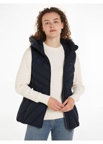 Tommy Hilfiger Damen Steppweste "CHEVRON MW PADDED VEST", blau, casual, Gr. S, unifarben, Web, Obermaterial: 100% Polyamid. Futter: 100% Polyester.