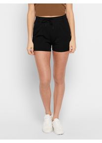 Only Damen Shorts "ONLPOPTRASH LIFE EASY SHORTS", schwarz, modisch, Gr. S, unifarben, Milano Rib, Obermaterial: 63% Viskose, 32% Nylon, 5% Elasthan,