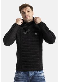Cipo & Baxx CIPO & BAXX Herren Kapuzenpullover, schwarz, modisch, Gr. S, unifarben, Strick, Obermaterial: 100% Polyacryl, Pullover