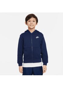 Nike Sportswear Kinder Kapuzensweatjacke "CLUB FLEECE BIG KIDS' FULL-ZIP HOODIE", blau, sportlich, Gr. S, Sweatware, Obermaterial: 80% Baumwolle, 20%