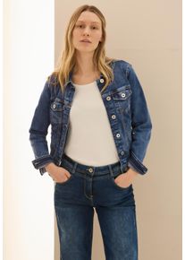 Cecil Damen Jeansjacke, blau, casual, Gr. M, unifarben, Denim/Jeans, Obermaterial: 82% Baumwolle, 16% Polyester, 2% Elasthan, Jacken, mit Brusttaschen