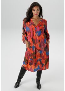 ANISTON PLUS Damen Druckkleid, bunt, modisch, Gr. 48, gemustert, Obermaterial: 100% Viskose, Kleider, extravaganter, grafischer Druck - NEUE