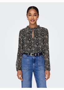 Only Damen Chiffonbluse "ONLDITSY L/S BLOUSE WVN", schwarz, feminin, Gr. M, bedruckt, Chiffon, Obermaterial: 100% Polyester, Blusen