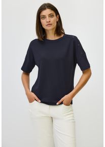Cecil Damen T-Shirturban dunkelblau, casual, Gr. M, unifarben, Web, Stoff, 48% Baumwolle, 48% Modal, 4% Elasthan, Shirts, mit Rundhalsausschnitt