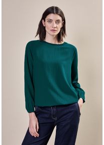 Cecil Damen Langarmbluse, blau, casual, Gr. XL, unifarben, Stoff, 56% Viskose, 43% Polyester, 1% Elasthan, Blusen, aus stretchigem Viskosematerial