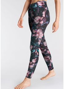 H.I.S. H.I.S Damen Leggings, Gr. 36, bunt, Single Jersey, Obermaterial: 95% Baumwolle, 5% Elasthan, bedruckt, Basic, Hosen, mit Blumendruck, Loungewaer