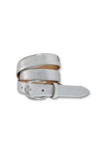 Silbergift Damen Ledergürtel, silber, elegant,feminin,festlich,modisch, Gr. 95, unifarben, Rindsleder, Gürtel, mit Metallic-Look