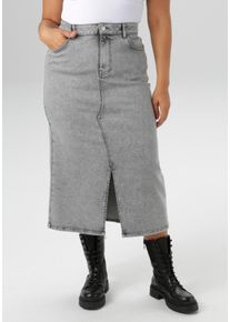 ANISTON PLUS Damen Jeansrock, grau, casual, Gr. 44, unifarben, Denim/Jeans, Obermaterial: 82% Baumwolle, 16% Polyester, 2% Elasthan, Röcke, mit