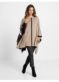 CRÉATION L CREATION L Damen Poncho, beige, Gr. 1, unifarben, gemustert, mehrfarbig, 90% Polyacryl, 10% Polyamid, Jacken