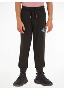 Jungen Sweathose "MONOGRAM LOGO SWEATPANTS", schwarz, casual, Gr. 4, Calvin Klein Jeans, Sweatware, Obermaterial: 100% Baumwolle, Hosen, für Kinder