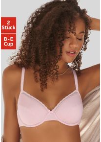 Nuance Damen Bügel-BH, Gr. 85, rosa, Stoff, Obermaterial: 80% Baumwolle, 12% Elasthan, 8% Polyamid, klassisch, BHs, aus weicher Baumwolle, Basic