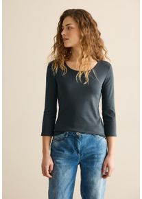 Cecil Damen 3/4-Arm-Shirtslate khaki, casual, Gr. XXL, unifarben, Web, 100% Baumwolle, Shirts, aus reiner Baumwolle