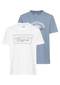 Quiksilver Kinder T-Shirt "BOWNESHORT SLEEVE SHORT SLEEVE TEE PACK YTH"shadow blau, weiß, sportlich, Gr. 10, Obermaterial: 100% Baumwolle, Shirts