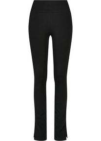 Urban Classics Damen Leggings "Urban Classics Damen Ladies High Waist Side Slit Leggings", schwarz, Gr. S, unifarben, 95% Baumwolle, 5% Elasthan,