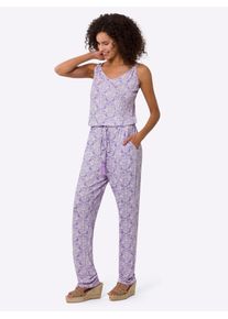Heine Damen Jumpsuit, lila, Gr. 34, gemustert, mehrfarbig, bedruckt, 95% Viskose, 5% Elasthan, Overalls